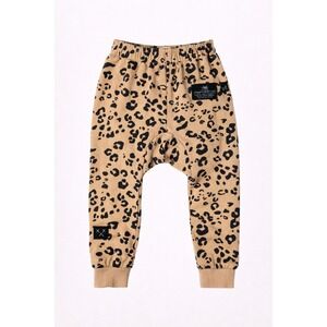 Munsterkids Leopard Print Kids Jogger Pants Tan Black Elastic Waist Cozy